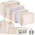 9Pcs Set Packing Pouch Suitcase Clothes Storage Bags Travel Luggage Organizer and Toothbrush Cup