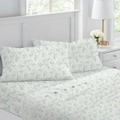 Laura Ashley Rena Printed King Bed Sheet Set w/ 2x Pillowcase Home Bedding Teal