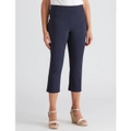 MILLERS - Womens Pants - Blue Cropped - Straight Leg Bengaline Fashion Trousers - Ink - High Waist - Elastane - Casual Work Clothes - Office Wear