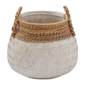 Amalfi Bambu Woven Laundry Basket Plant Pot Holder Storage Home Decor White/Natural