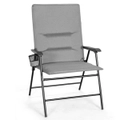 Costway Padded Folding Portable Chair Camping Dining Outdoor Beach Chair Grey