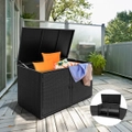 Costway Garden Patio Rattan Storage Container Box Bin Shelf Mix Black