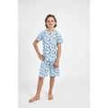 Boys Sizes 10-16 Blue Sports Print Cotton Short Sleeve PJS Pyjamas HL