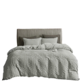 All Size Seersucker Style Quilt Duvet Doona Cover Set Bedding - Grey
