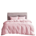 All Size Seersucker Style Quilt Duvet Doona Cover Set Bedding - Blush