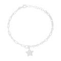 Sterling Silver 19.5cm with White Cubic Zirconia Drop Star Bracelet