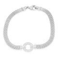 Sterling Silver Mesh 19cm with Cubic Zirconia Circle Bracelet