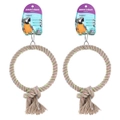 2x Paws & Claws 20cm Jute Ring Parrot Pet/Bird Hanging Interactive Toy Medium