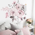 Removable Wall Stickers Watercolour Dusty Pink Flowers Leaves Home Decor