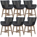 Stud Set of 6 Rope Outdoor Dining High Bar Chair Barstool with Timber Wood Frame