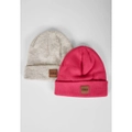 Kids Logo Patch Beanie 2-Pack - Pink / Heather White