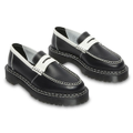 Dr. Martens Womens Penton Bex Leather Loafer - Black With White Edge/White