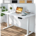 Adjustable Height Electric Standing Desk Motorised Stand Up Desk 120cm Splice Board Sit Stand Desk White/Walnut/Oak/Black Desktop and White/Black/Silver Frame