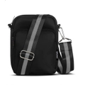 Punch Neoprene Nylon Camera Cross Body Hand Bag w/Striped Strap Style Black