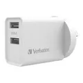Verbatim USB AU/NZ Plug Wall Phone Charger/Charging Brick Dual/2 Port 2.4Amp