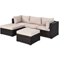 Costway 5PCS Patio Furniture Set Rattan Sofa Setting Outdoor Conversation Lounge Couch Backyard Garden Beige