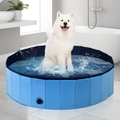Costway PVC Dog Pool Pet Swimming Pool Non-Slip Washing Bathtub Summer Outdoor 1.6x0.3M Blue