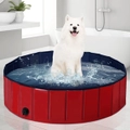 Costway PVC Dog Pool Pet Swimming Pool Non-Slip Washing Bathtub Summer Outdoor 1.6x0.3M Red
