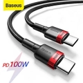 2M 2 Meter Baseus 5A PD 100W USB C to Type C Fast Charging Charger Cable Cord For Samsung Google Huawei Oppo Xiaomi LG MacBook Laptop Apple iPad Pro