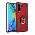 For Huawei P30 Pro Case, Military Grade 360 Degree Rotating Metal Magnetic Ring Car Mount Holder Kickstand Shockproof Heavy Duty Cover (Red)