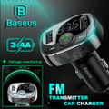 Baseus Handsfree Wireless Bluetooth FM Transmitter MP3 Music Player Dual USB Car Charger Adapter (Black)