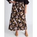 MILLERS - Womens Skirts - Maxi - Summer - Black - Floral - A Line - Fashion - Neutral Tropical - Fitted - Prined Crinkle - Long - Casual Work Clothes