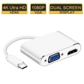 USB Type C 3.1 to 4K HDMI + VGA Port USB-C HUB Adapter Converter For MacBook iPad Pro, Dell XPS 13/15, Surface Go
