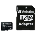VERBATIM 64GB Micro SDXC Card Class 10 UHS-I With Adaptor Up to 45MB/Sec 300X read speedLS