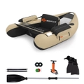 Costway Inflatable Boat Fishing Excursion Water Boating Set w/Adjustable Straps & Storage Pockets & Fish Ruler Beige