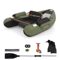 Costway Inflatable Boat Fishing Excursion Water Boating Set w/Adjustable Straps & Storage Pockets & Fish Ruler Green