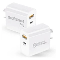 ( 2 Pack) 20W QC3.0 PD + USB SAA Certified SupRShield Fast Charging Charger USB Type C Power Adapter AU Wall Plug For iPhone Samsung Nokia Google Huawei Xiaomi Tab iPad Lenovo Oppo Vodafone Motorola
