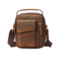 Coffee Leather Diagonal Square Bag Large Capacity Single Shoulder Bag for Man