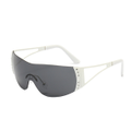 Rimless Sunglasses Shiny Sunglasses Trendy Sports Glasses - White Frame Gray