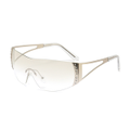 Rimless Sunglasses Shiny Sunglasses Trendy Sports Glasses - Silver Frame White