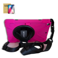 StylePro, iPad 10th gen shockproof case + tempered glass screen protector, hand strap, shoulder strap & stand, pink.