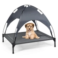 Costway Elevated Dog Bed Outdoor Pet Cot Raised Pet Beds Puppy Trampoline Sleep Tent Steel Frame w/Detachable Canopy Shade