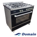 Domain Black Glass Fascia 9 Function Dual Fuel Freestanding Cooker - 900mm