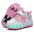 Nevenka Ultralight Sneaker Roller Skate Shoes with Quad Roller for Children-Pink