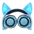 Catzon Kids Wireless Headphones Bluetooth Over Ear with Only Cat Ears LED Glowing Kids Headsets for Girls Boys-Blue