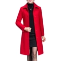 Catzon Womens Winter Wool Trench Coat Long Thick coat-Big Red