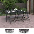 Outdoor Dining Set Steel Patio Table and Chair Furniture Set 7/9 Piece vidaXL