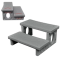 2 Step Spa Hot Tub Steps Grey Plastic Non-Skid Surface Reversible Treads Step