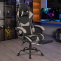 Advwin Gaming Office Chair Ergonomic Racing Recliner PU Leather Executive Computer Seat with Footrest Grey