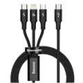 Baseus Rapid Series 3-in-1 Fast Charging Data Cable Type-C to C+L+C PD 20W 1.5m Black