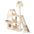 Costway 162cm All-in-1 Wood Cat Tree Tower Sisal Scratching Posts Kitty Scratcher Cat Condo House w/Scratching Board&Ball Beige