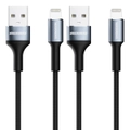 2PK RockRose Aspire AL 2.4A 1m USB-A Charging Cable/Sync Cable For Apple iPhone