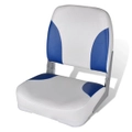 Boat Seat Foldable Backrest With Blue-white Pillow 41 x 36 x 48 cm vidaXL