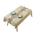 90X90CM Bright Golden Lotus Printed PVC Tablecloth Pastoral Style Hotel Table Cloth Oil-proof Waterproof and Anti-scalding