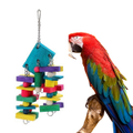 PARROT HANGING WOOD DANGLER TOYS 35x18cm [12 Pack] Pet Bird Wood Enrichment Play Climbing Perch Stand Comfort Interactive Chewing Foraging Play Toy
