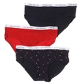 3 x TOMMY HILFIGER Women’s Cotton Hipsters Underwear - Navy/Red/Navy Printed